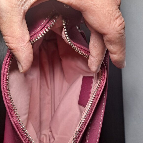 Cole Haan pink magenta leather hobo bag with a front buckle pocket - Picture 9 of 16